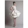 Krikor jabotian short lace wedding Bridal dress cap sleeves back knee length A line organza wedding dresses Arabic Dresses Custom Made