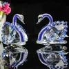 DingSheng 1 par de figuritas de cisne de cristal azul artesanías de animales de cuarzo de cristal artificial para accesorios de decoración regalos de boda