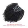 Brazilian remy clip in Afro Kinky Curly Double Weft Thick 17 clips Real human Hair for Black Women 7 Pieces 120g