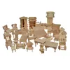 Drewniana lalka Dom Dollhouse 3D Puzzle Furnitures Skala Jigsaw Modele Miniaturowe DIY Akcesoria 34 Sztuk / 1 Zestaw