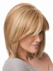perruque de cheveux bob droite blonde courte avec frange latérale perruque synthétique en fibre résistante à la chaleur perruque de mode capless pour les femmes