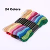 24pcs /ロットミックスカラー刺繍糸ハンドフロス縫製スケインクラフト編み物スピロア縫製ツールクロスステッチアクセサリー