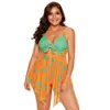 Plus Size Swimwear Orange Blue Polka Dot Print Tankinis Swimsuit Women Bathing Suits Beach Dress Swim Wear