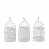 Hollow Candle Holder Metal White Tealight Candlestick Hollow Flower Pattern Birdcage Candlestick Christmas Fairy Wedding Party Decoration