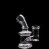 Glass Bong with clear green yellow blue Mini Small Dab Rig cool recycler oil Female 14mm fit Hookahs bowl Quartz Banger