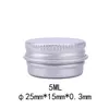 5ml Aluminio Bálsamo Latas Pot Jar 5g Cosmético Bálsamo labial Brillo Vela Contenedores de embalaje con rosca LX3126