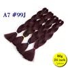 80g 24-calowy jumbo oplatanie włosów Kanekalon Braidowie syntetyczne Przedłużanie włosów z Japenese High Temperature Fiber Twórz warkocz # 99J Dark Red