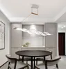 현대 미니멀리스트 LED 웨이브 펜던트 빛 알루미늄 매달려 램프 아크릴 샹들리에 조명 40w / 80w 식당 거실