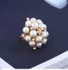 Index Finger Band Rings Pearls With Rhinestones Opening Adjustable Size Wedding Ring Fashion Women Jewelry Gold Alloy