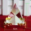 Pyramide de verre de cristal Transparent de guérison énergétique avec support en or, figurines égyptiennes Feng shui égyptiennes, ornements miniatures artisanaux