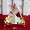 Energy Healing Transparent Crystal Glass Pyramid With Gold Stand Feng shui Egypt Egyptian figurines miniatures ornaments craft