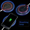 Ци -беспроводное быстрое зарядное устройство для iPhone 14 13 Pro Max Samsung Galaxy S23 S22 Crystal Led Light Mini Paste Charging Pad с зарядной кабелем в розничной коробке