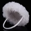 White Ostrich Feather Flower Girl Basket Elegant Round Silk Flower Basket Wedding Favors Wedding Accessory1953