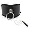 Locking houding kraag met o ring, lederen hals choker kraag terughoudendheid, nek bondage harnas, bdsm seksspeelgoed Y18102405