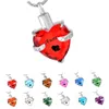 Aunt Glass Cremation Jewelry Heart Birthstone Pendant Urn Necklace Ashes Holder Keepsake