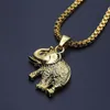 Collana con ciondolo a forma di elefante hip-hop catena cubana placcata in oro con elegante confezione regalo