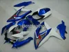 Heißer Verkauf Verkleidungssatz für Suzuki GSXR600 GSXR750 2008 2009 2010 weiß blaue Verkleidungen GSXR 600 750 08 09 10 Spritzguss BE33