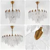 Modern Hängsmycke Ljus Romantiskt Glas Frostat Vit Leaf Shape Crystal Droplight E14 AC110-240V Vardagsrum Bedroom Hängande ljuskrona Lampa