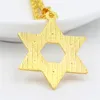 Hip Hop Men's Six-Star Pendant Necklace Gold Color Micro Pave Iced Out Cz Stones Star of David Pendant Halsband Gift