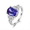 Mode Silver Gemstone Wedding Ring för kvinna 4 * 6mm Flawless Natural Tanzanite Silver Ring Solid 925 Silver Tanzanite Ring S18101002