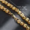 Gnimegil 9mm 20 "Guldfärgslåda Kedjor Halsband för män Mode Smycken Halsband Länk Silent Chain Design Male Smycken
