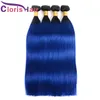 Cabelo virgem indiano cru ombre tece 3 pacotes de seda reta colorido dois tons 1b azul remy extensões de cabelo humano para 6223391