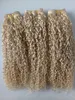 Бразильский человеческий девственник Remy Kinky Curly Hair Weft Blonde Color Unprocessed Baby Soft Extensions 100 г / комплект продукта