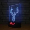 Millu Deer Clock 3D Illusion Night Lights LED 7 Couleur Changement de bureau Lampe de bureau DÉCOR HOME # R42