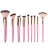 9pcs / set Rose Poignée Doux Cheveux Pinceaux De Maquillage Ensemble pour Fondation Fard À Paupières Blush Maquillage Pinceaux Surligneur Cils Cosmétique Pinceaux kit