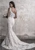 Madison James Herbst 2018 Meerjungfrau-Hochzeitskleid, elegantes One-Shoulder-Spitze-Applikation-Schlepp-Brautkleid, gehobene Maßanfertigung
