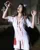 Halloween Fantôme infirmière uniforme cosplay effrayant Bloody infirmière cape sexy uniforme tentation vêtements cosplay prop femmes robe partie bar fournisseur