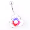 YYJFF D0729 Flower Belly Navel Nail 14GA 10mm Stainless Steel Bar