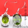 Luckyshine Ellipse Green Peridot Silver 925 Necklaces White Gold Pendant Earrings Jewelry Sets For Women Free shippings