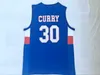 Mens Knights Stephen Curry 30 High School Maglie da basket NCAA Davidson Wildcat College Camicie cucite Blu Rosso S-XXL