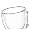 Tazza da caffè a doppio strato resistente al calore con manico Tazza da caffè ad alto borosilicato trasparente Innovativa tazza per fiori