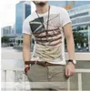 原宿Tシャツホワイトグレーの男性服クロスフラッグプリントTシャツビンテージTシャツカラーブロックストライプトップサイズM-3XL