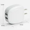 Ny Utveckla 5V 2A 2USB Port EU US Plug Wall Charger Adapter Travel Power för iPhone USB Laddare Portable Laddare 300PCS / Lot