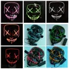 10 Colors EL Wire Ghost Mask Slit Mouth Light Up Glowing LED Mask Halloween Cosplay Glowing LED Mask Party Masks CCA10290 30pcs