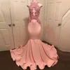 Abiye Peach-Pink Mermaid Prom Jurken Halter Hals Mouwloze Robe de Soiree Party Jurk Kant Applicaties Lange Prom Dress 2018 Formele Jurk