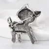Bella spilla di cervo natalizio vintage bronzo animale smalto strass perni spilla in lega placcata argento antico per regali all'ingrosso