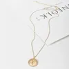 Srcoi Dainty Gold Color Rose Necklace Pendant Round Coin Geometric Chain Choker Necklace Women Party Medallion Fashion Jewelry257a