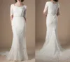 Nuovi abiti da sposa modesti in pizzo della sirena con mezze maniche country vintage semplici abiti da sposa LDS eleganti abiti da sposa religiosi