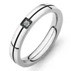 古典的なモザイクキュービックジルコニアリングステンレス鋼輝くクリスタルカップルリングフォーエバー愛の結婚指輪