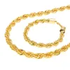 Set di gioielli con catene a corda intrecciata Hip Hop da 10 mm Set di gioielli in oro placcato argento spesso pesante Collana braccialetto per gioielli da uomo rock