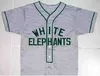 Masculino Denver White Elephants Button-down Jersey Negro League Grey All Ed Costurado Alta Qualidade Frete Grátis Jerseys