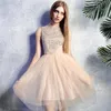 Koyu Lacivert Gelinlik Modelleri Diz Boyu Pleats Tül Dantel Düğün Parti Elbise Fermuar Geri Kayısı ile