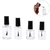 10 ml 15 ml transparent glas nagellackflaska tom med en lock borste tom kosmetiska behållare nagelglasflaskor med borste