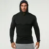 Mens GYM Fitness Hoodies Solid Color Hooded Athletic Casual Sports Sweatshirts Tops Long Sleeves