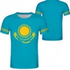 Kazakstan unisex ungdomsstudent skräddarsydda namnnummer t-shirt national flagga personlighet trend vilda par casual t shirt kläder