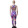 Letter Graffiti Print Sexy Two Piece Set Summer Outfits Crop Tops+Bodycon Pants Suit 2 Pcs Matching Set Tracksuit Women Strapless Club Wear